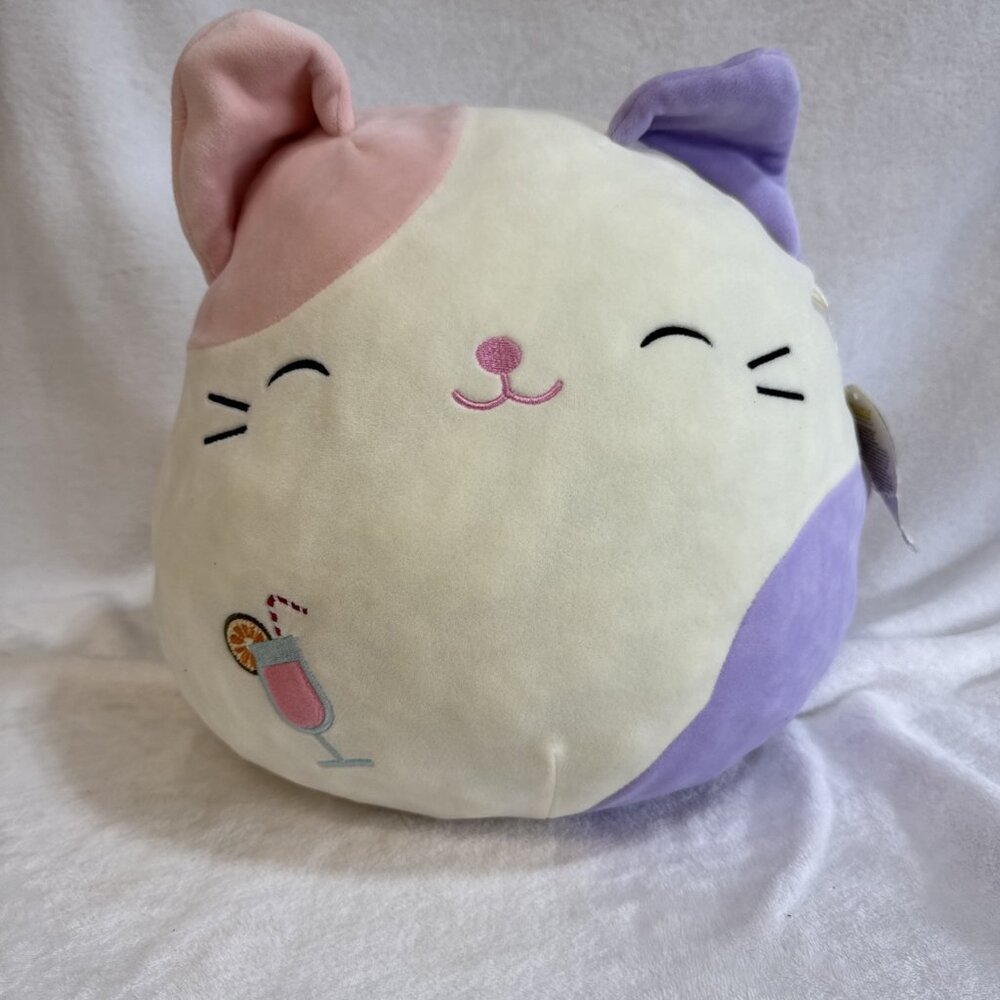 12” Carlota Calico Cat Kitty Drink Spring Summer Squishmallow Plush‎